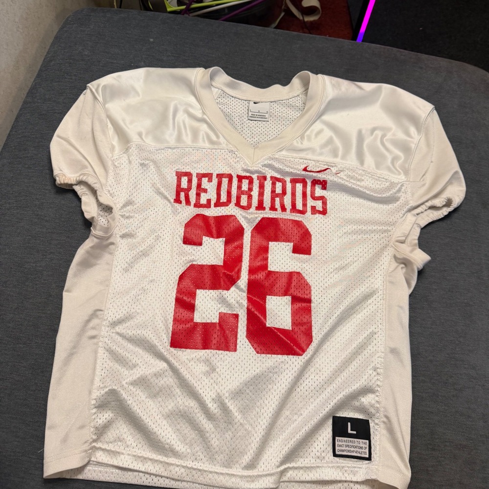 Nike Redbirds Football Jersey White Red Number 26 Mesh Mens Large V-Neck Top